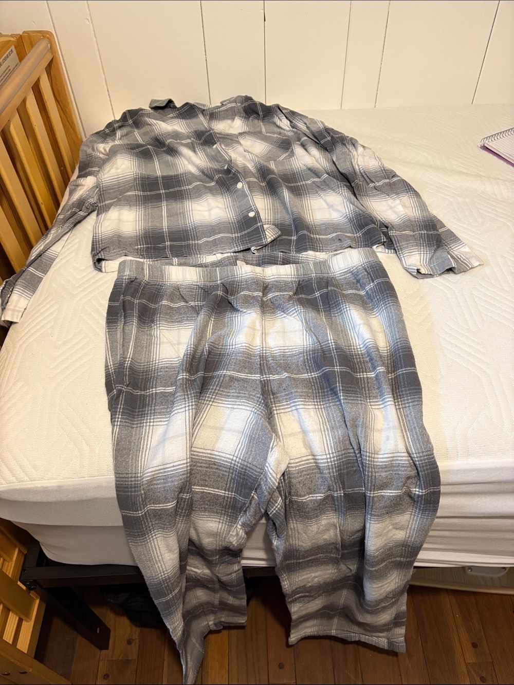 Sonoma Gray and White Plaid Two-Piece Pajama Set